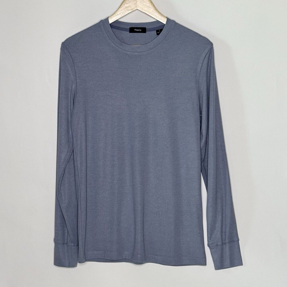 THEORY Essential Tee Long Sleeve Crew T-Shirt Men's XS Light Blue Casual Preppy